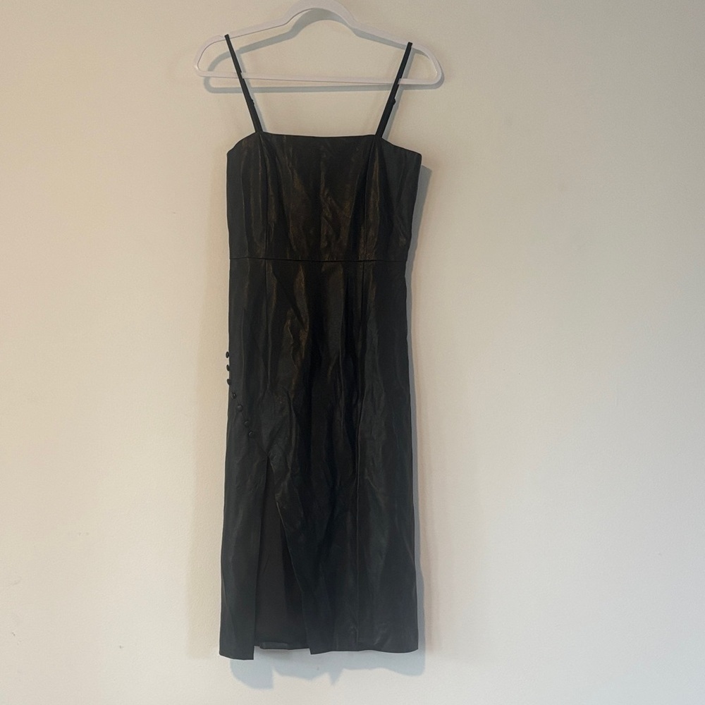Karina Grimaldi Black Midi Dress S PU leather